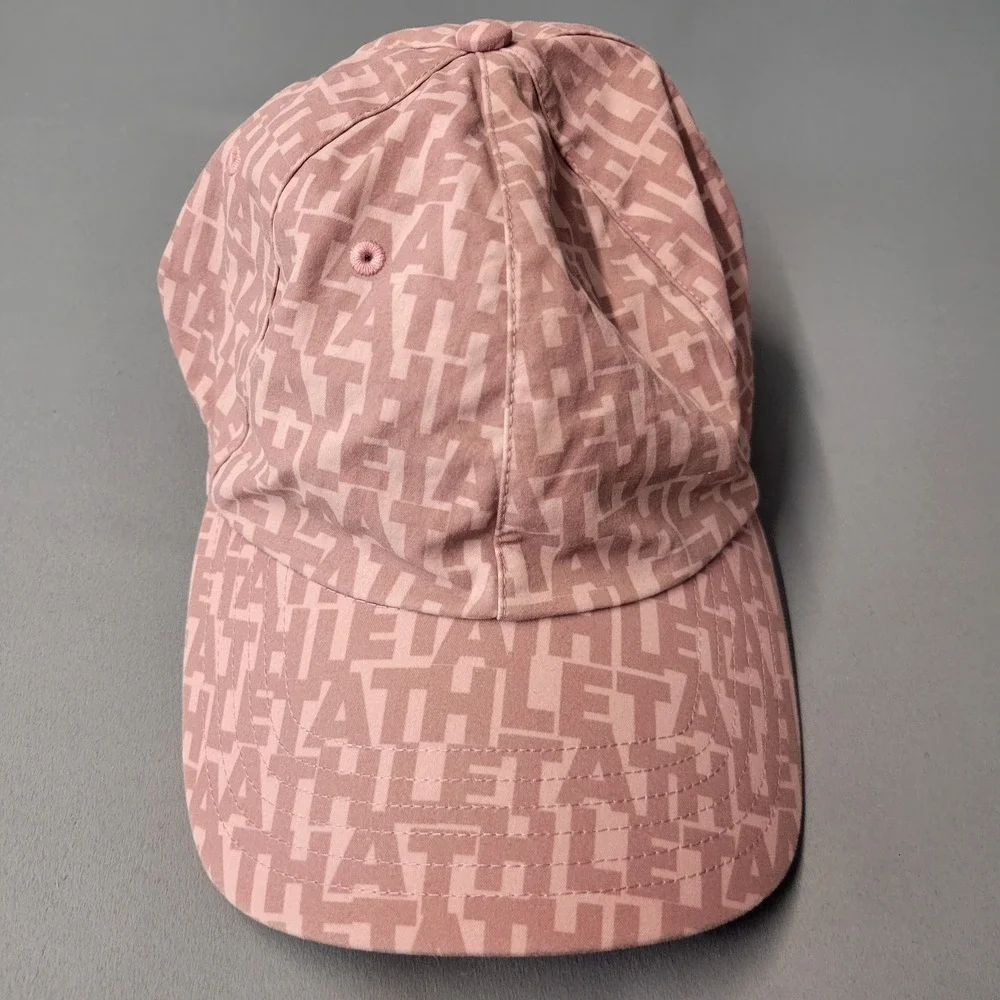 Athleta Hat Cap Strap Back Pink Athletic Logo Graphic Running Lightweight Womens